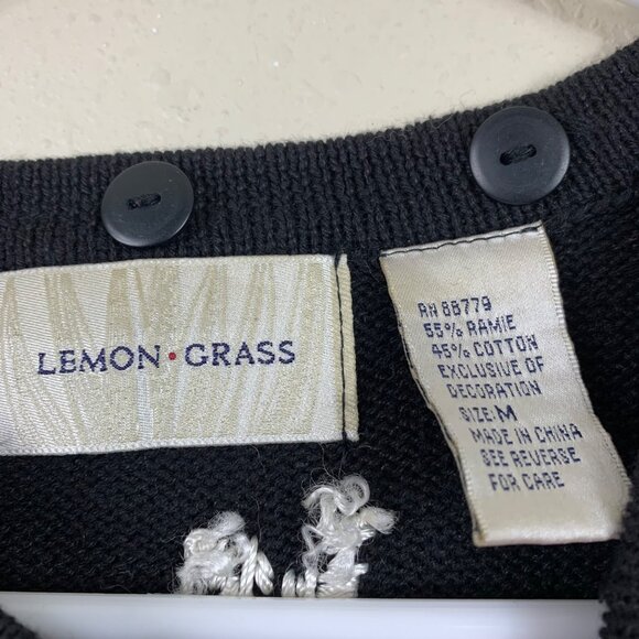 VTG Lemon Grass Ugly Christmas Sweater Reindeer Knit Cardigan M Cottaagecore - Picture 4 of 7